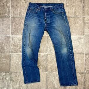 Vintage Levi 501 Blue Straight-Leg Jeans with Faded Wash​